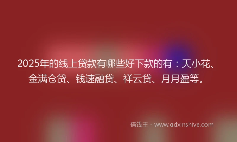 2025年的线上贷款有哪些好下款的有：天小花、金满仓贷、钱速融贷、祥云贷、月月盈等。