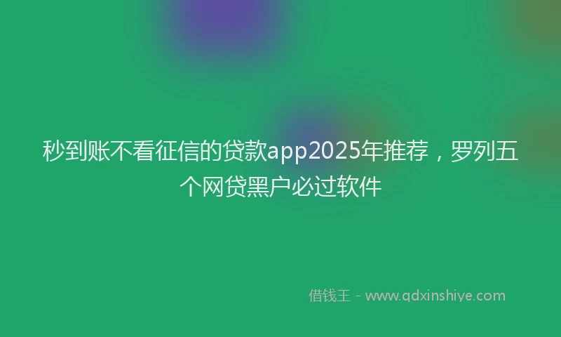 秒到账不看征信的贷款app2025年推荐，罗列五个网贷黑户必过软件