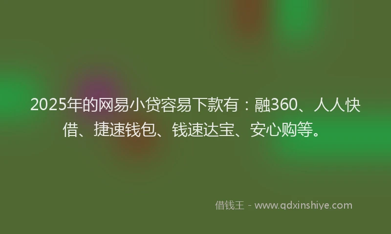 2025年的网易小贷容易下款有：融360、人人快借、捷速钱包、钱速达宝、安心购等。