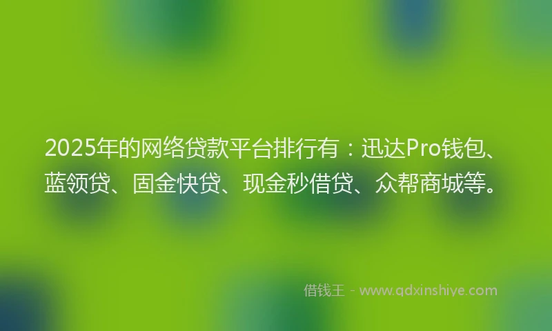 2025年的网络贷款平台排行有：迅达Pro钱包、蓝领贷、固金快贷、现金秒借贷、众帮商城等。