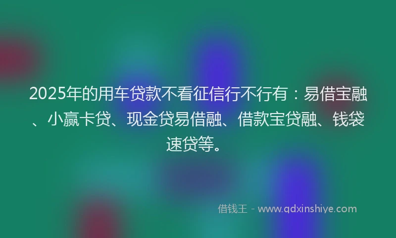 2025年的用车贷款不看征信行不行有：易借宝融、小赢卡贷、现金贷易借融、借款宝贷融、钱袋速贷等。
