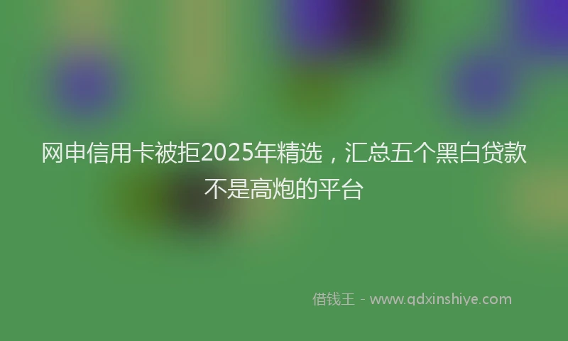 网申信用卡被拒2025年精选，汇总五个黑白贷款不是高炮的平台