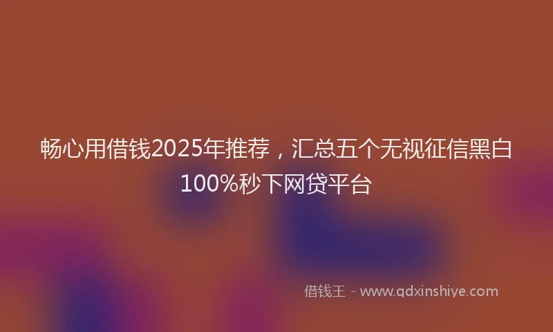 畅心用借钱2025年推荐，汇总五个无视征信黑白100%秒下网贷平台