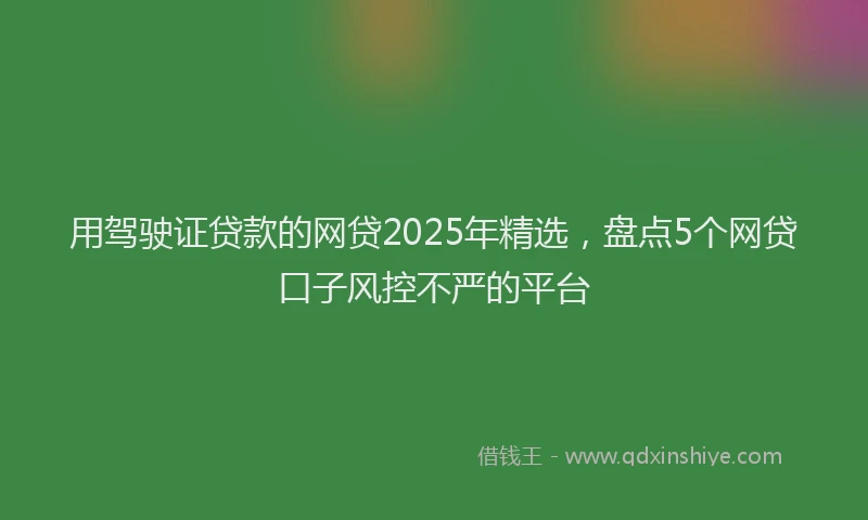 用驾驶证贷款的网贷2025年精选，盘点5个网贷口子风控不严的平台