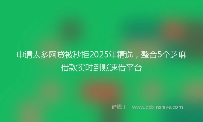 申请太多网贷被秒拒2025年精选，整合5个芝麻借款实时到账速借平台