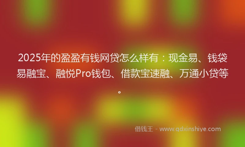 2025年的盈盈有钱网贷怎么样有：现金易、钱袋易融宝、融悦Pro钱包、借款宝速融、万通小贷等。