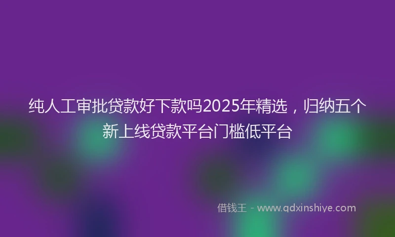 纯人工审批贷款好下款吗2025年精选，归纳五个新上线贷款平台门槛低平台