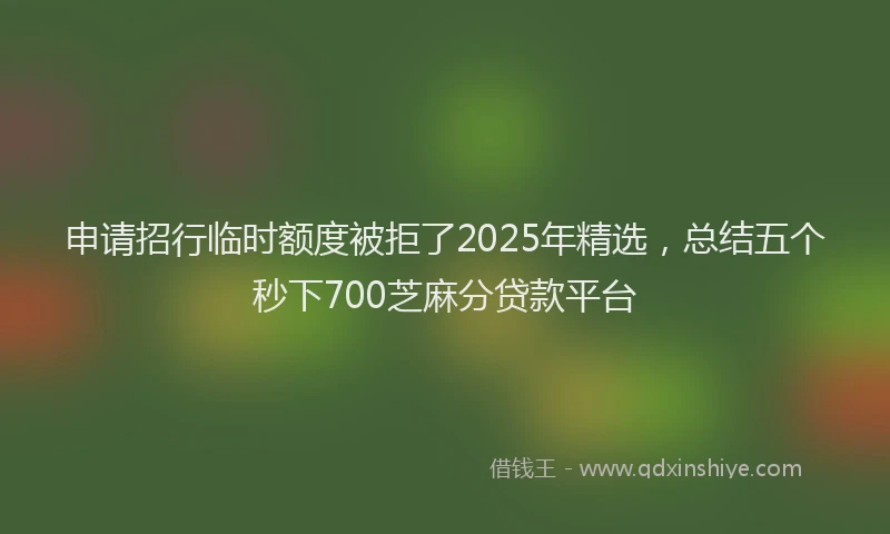 申请招行临时额度被拒了2025年精选，总结五个秒下700芝麻分贷款平台