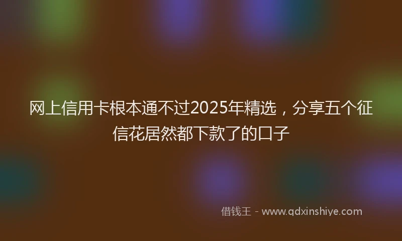 网上信用卡根本通不过2025年精选，分享五个征信花居然都下款了的口子