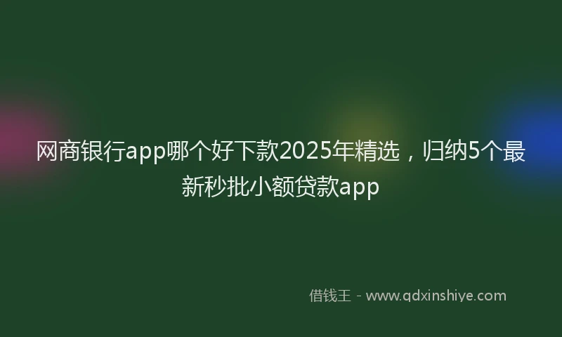 网商银行app哪个好下款2025年精选，归纳5个最新秒批小额贷款app