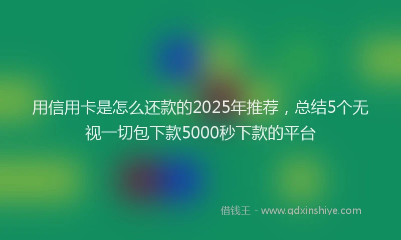 用信用卡是怎么还款的2025年推荐，总结5个无视一切包下款5000秒下款的平台