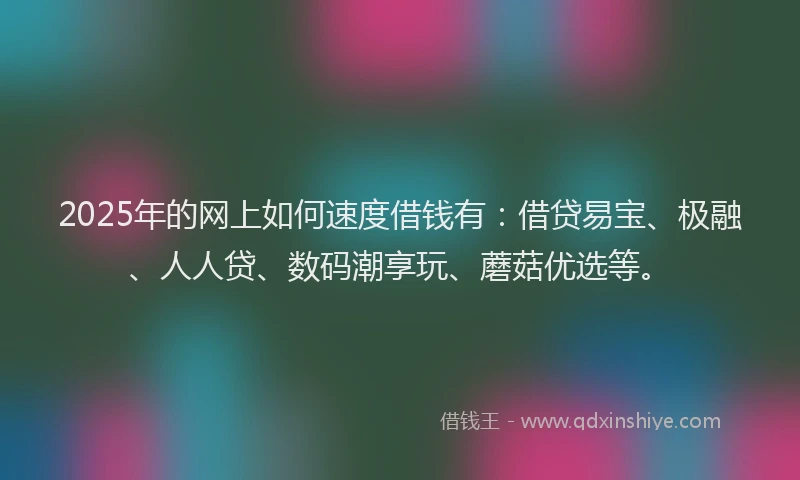 2025年的网上如何速度借钱有：借贷易宝、极融、人人贷、数码潮享玩、蘑菇优选等。