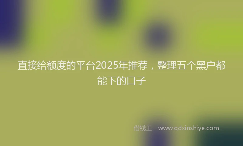 直接给额度的平台2025年推荐，整理五个黑户都能下的口子