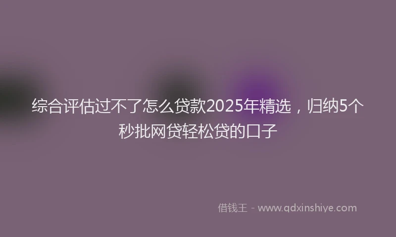 综合评估过不了怎么贷款2025年精选，归纳5个秒批网贷轻松贷的口子