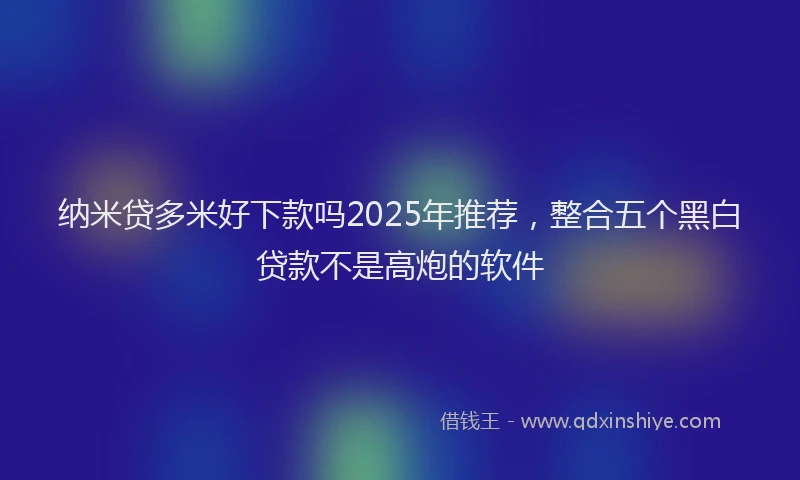 纳米贷多米好下款吗2025年推荐，整合五个黑白贷款不是高炮的软件