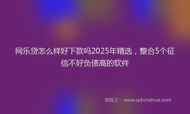 网乐贷怎么样好下款吗2025年精选，整合5个征信不好负债高的软件