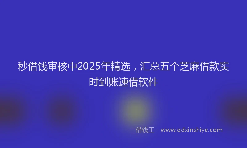 秒借钱审核中2025年精选，汇总五个芝麻借款实时到账速借软件