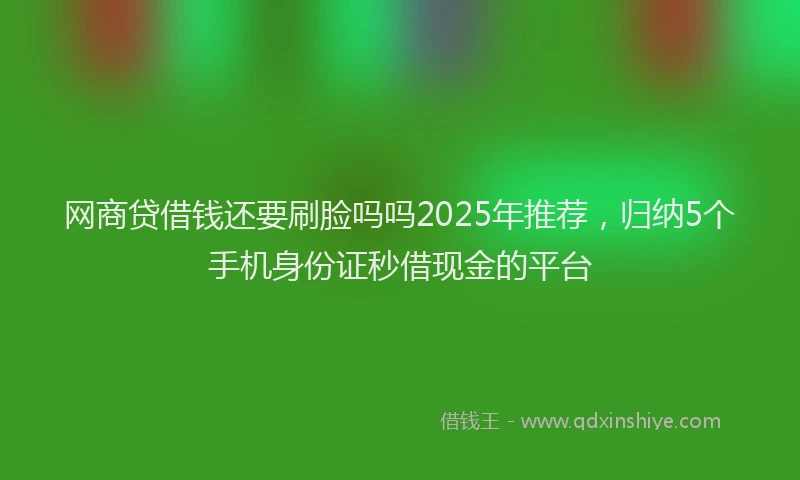 网商贷借钱还要刷脸吗吗2025年推荐，归纳5个手机身份证秒借现金的平台