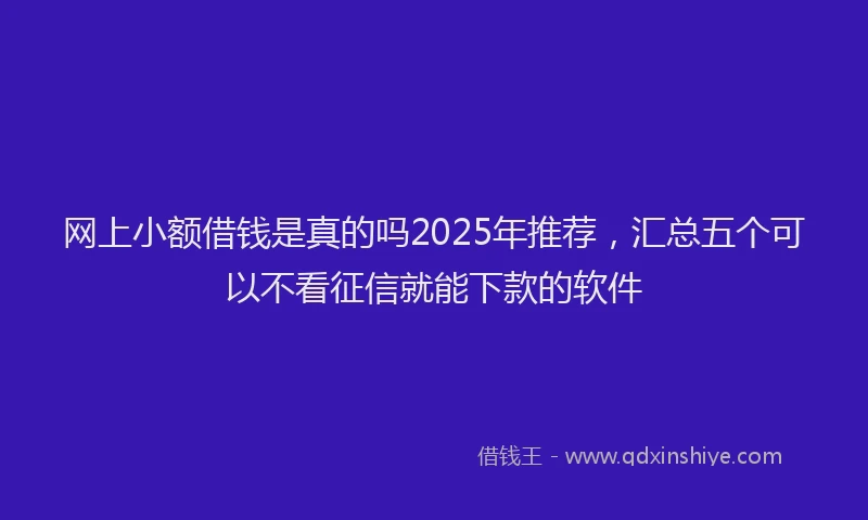 网上小额借钱是真的吗2025年推荐，汇总五个可以不看征信就能下款的软件