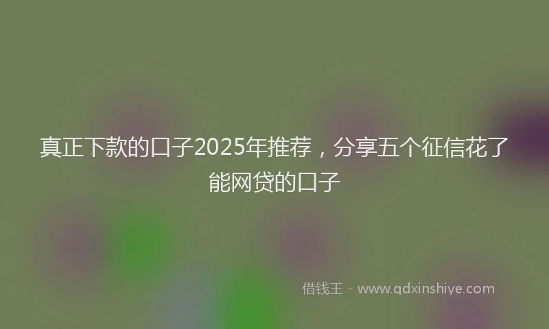 真正下款的口子2025年推荐，分享五个征信花了能网贷的口子