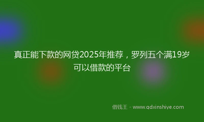 真正能下款的网贷2025年推荐，罗列五个满19岁可以借款的平台