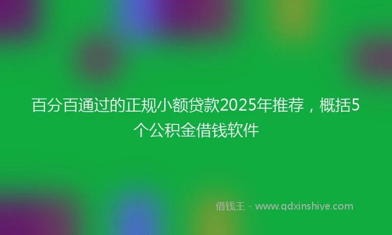 百分百通过的正规小额贷款2025年推荐，概括5个公积金借钱软件