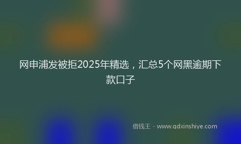 网申浦发被拒2025年精选，汇总5个网黑逾期下款口子