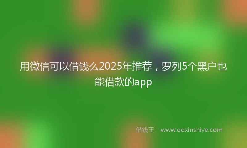 用微信可以借钱么2025年推荐，罗列5个黑户也能借款的app