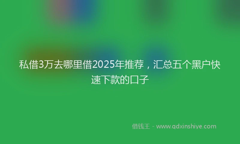 私借3万去哪里借2025年推荐，汇总五个黑户快速下款的口子
