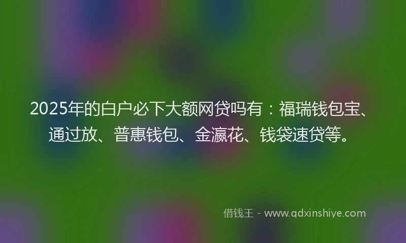 2025年的白户必下大额网贷吗有：福瑞钱包宝、通过放、普惠钱包、金瀛花、钱袋速贷等。