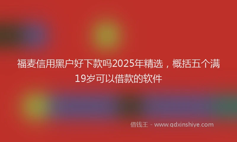 福麦信用黑户好下款吗2025年精选，概括五个满19岁可以借款的软件