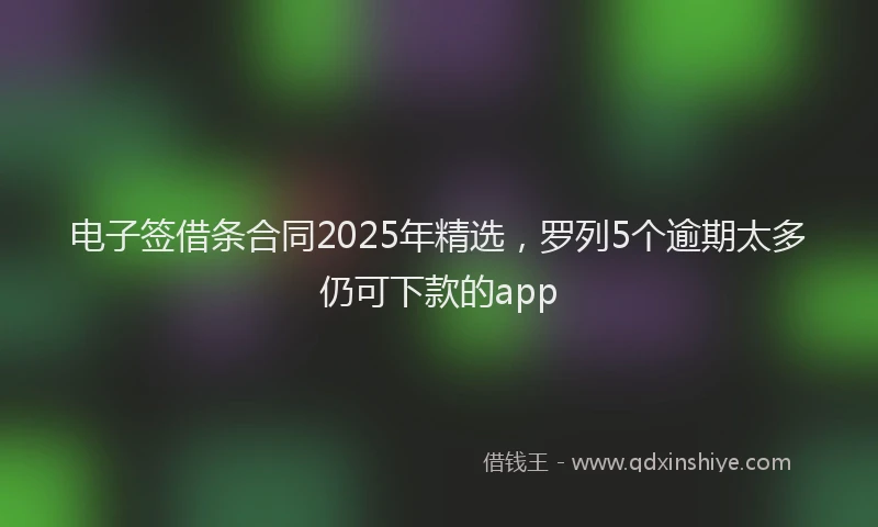 电子签借条合同2025年精选，罗列5个逾期太多仍可下款的app