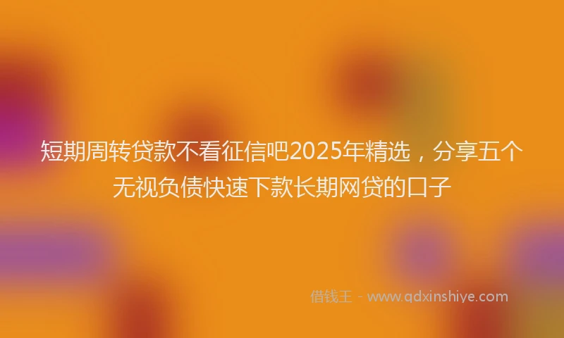 短期周转贷款不看征信吧2025年精选，分享五个无视负债快速下款长期网贷的口子