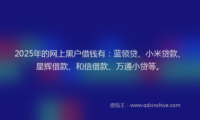 2025年的网上黑户借钱有：蓝领贷、小米贷款、星辉借款、和信借款、万通小贷等。
