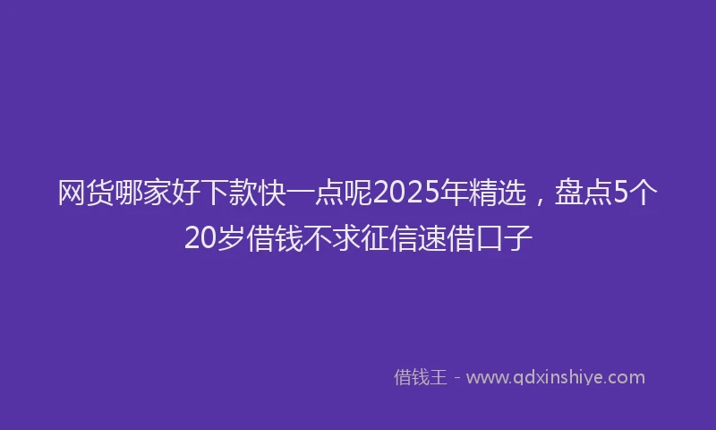 网货哪家好下款快一点呢2025年精选，盘点5个20岁借钱不求征信速借口子