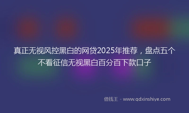 真正无视风控黑白的网贷2025年推荐，盘点五个不看征信无视黑白百分百下款口子