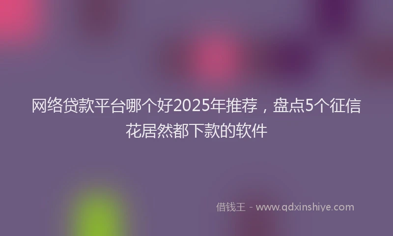网络贷款平台哪个好2025年推荐，盘点5个征信花居然都下款的软件