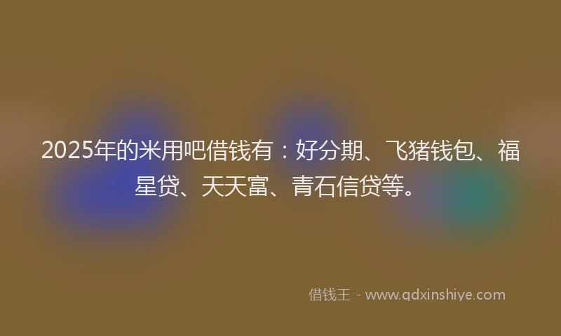 2025年的米用吧借钱有：好分期、飞猪钱包、福星贷、天天富、青石信贷等。
