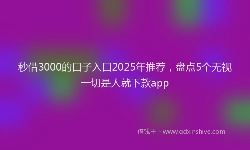 秒借3000的口子入口2025年推荐，盘点5个无视一切是人就下款app