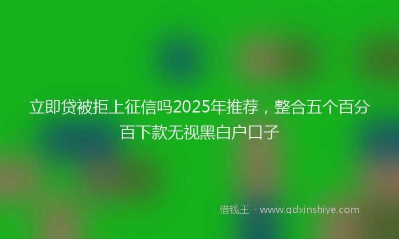 立即贷被拒上征信吗2025年推荐，整合五个百分百下款无视黑白户口子
