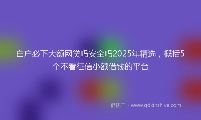 白户必下大额网贷吗安全吗2025年精选，概括5个不看征信小额借钱的平台