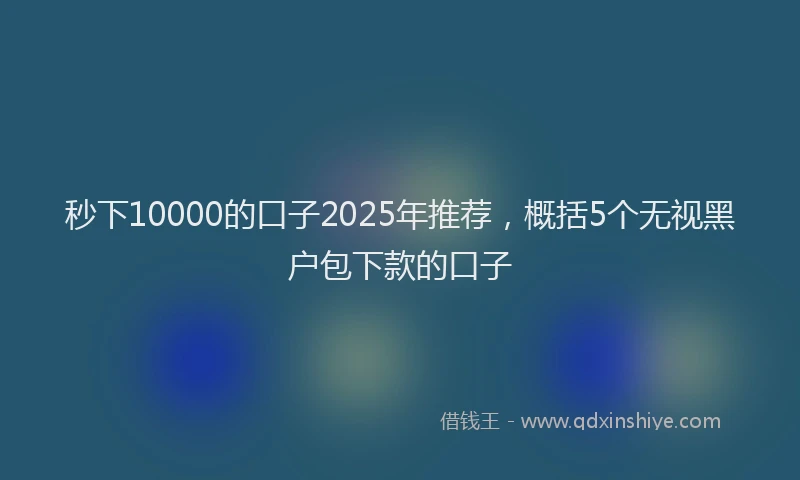 秒下10000的口子2025年推荐，概括5个无视黑户包下款的口子