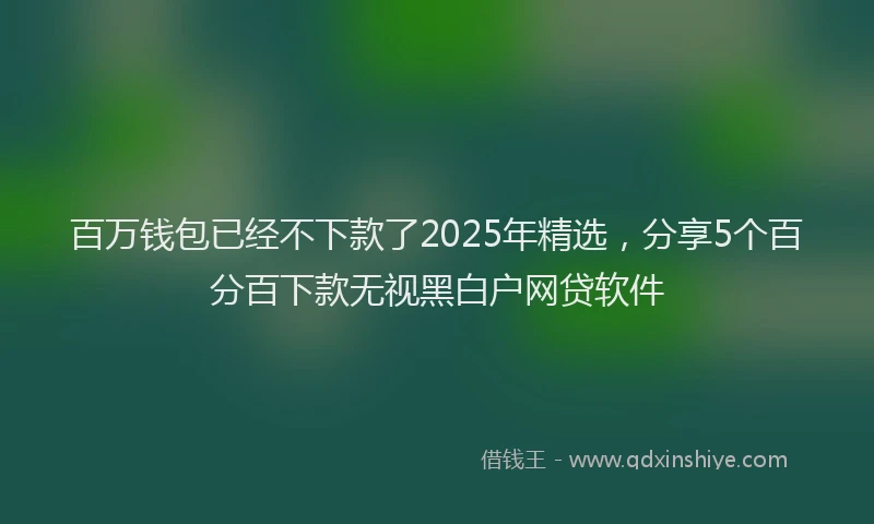 百万钱包已经不下款了2025年精选，分享5个百分百下款无视黑白户网贷软件
