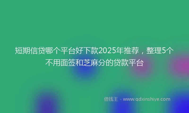短期信贷哪个平台好下款2025年推荐，整理5个不用面签和芝麻分的贷款平台