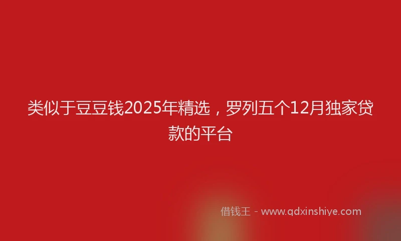 类似于豆豆钱2025年精选，罗列五个12月独家贷款的平台