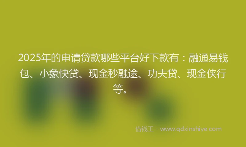 2025年的申请贷款哪些平台好下款有：融通易钱包、小象快贷、现金秒融途、功夫贷、现金侠行等。