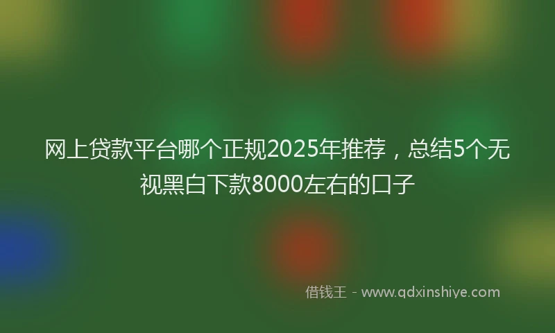 网上贷款平台哪个正规2025年推荐，总结5个无视黑白下款8000左右的口子