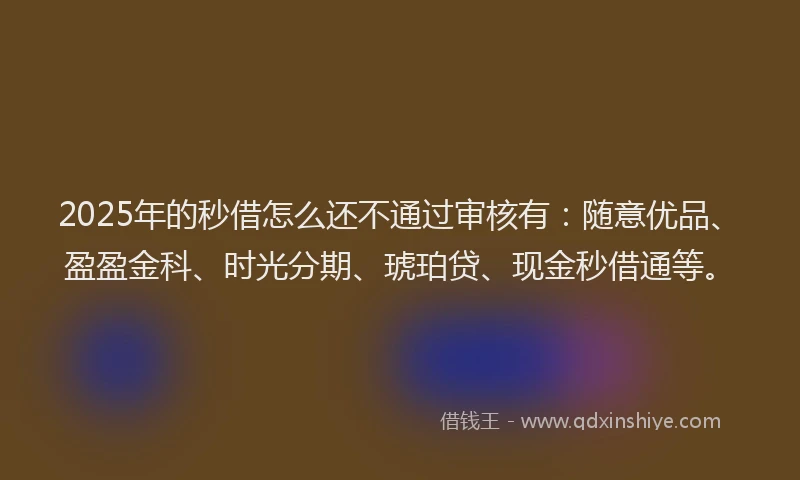 2025年的秒借怎么还不通过审核有：随意优品、盈盈金科、时光分期、琥珀贷、现金秒借通等。