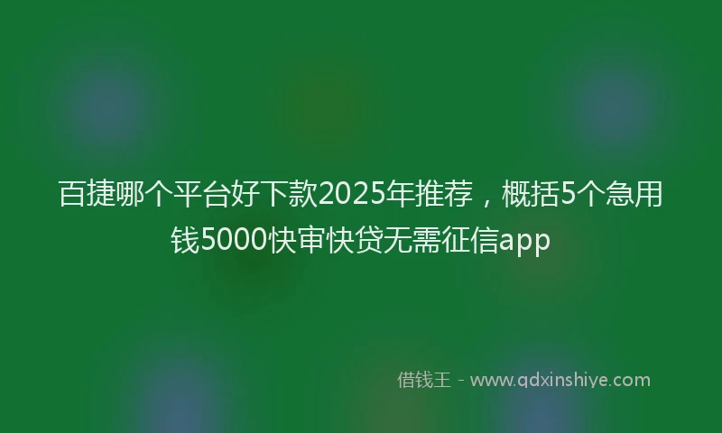 百捷哪个平台好下款2025年推荐，概括5个急用钱5000快审快贷无需征信app