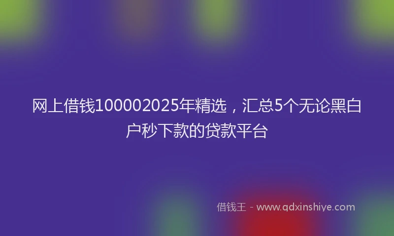 网上借钱100002025年精选，汇总5个无论黑白户秒下款的贷款平台